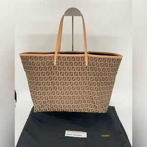 Fendi Zucchino Monogram Jaquard Tote with Pouch and Dust Bag